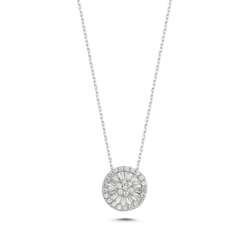 Diamond Model Trapezoid Stone Anturaj Silver Women's Necklace 