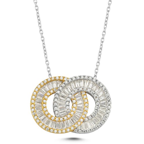 Pırlanta Tasarımı Baget Olimpiyat Gümüş Kolye - CNG Jewels