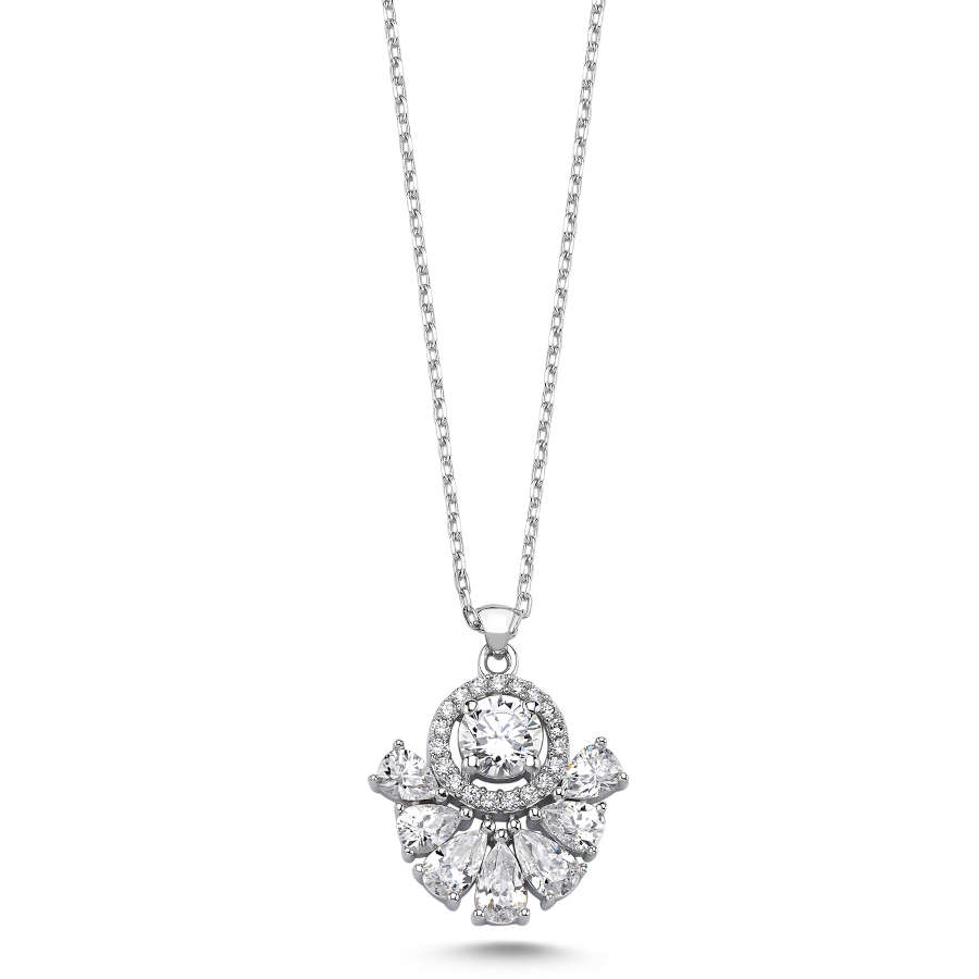 Queen Taşlı Kadın Gümüş Kolye - CNG Jewels
