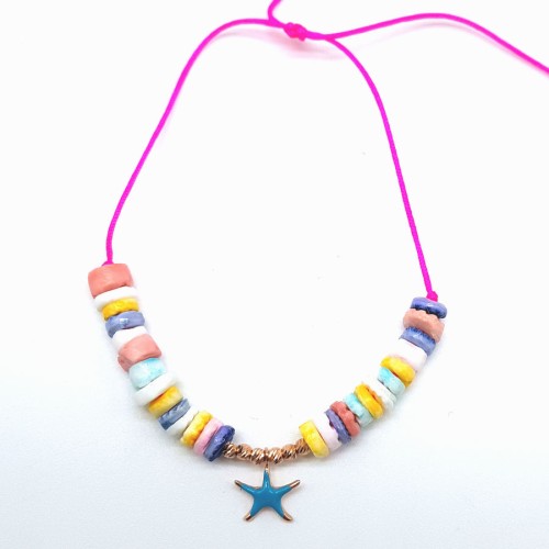 Renkli Taşlı Neon Mavi Yıldızlı İpli Gümüş Halhal - CNG Jewels (1)