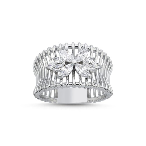 Rosa Markiz Tasarım Gümüş Yüzük - CNG Jewels