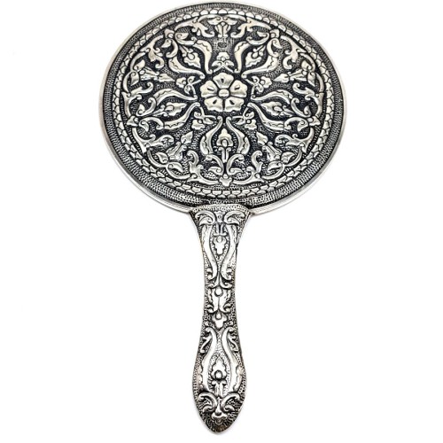 Sarmaşık Desenli Ekstra Büyük Gümüş El Aynası No.5 - CNG Jewels (1)