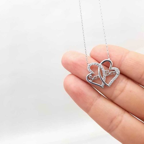 Sen Ben İki Kalp Gümüş Kadın Kolye - CNG Jewels (1)