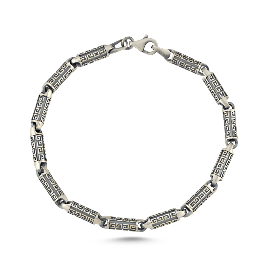 Silindir Desenli Gümüş Erkek Bileklik - CNG Jewels (1)