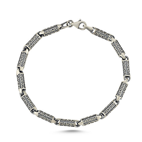 Silindir Desenli Gümüş Erkek Bileklik - CNG Jewels (1)
