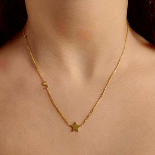 Star Personalized Letter Silver Women's Necklace - CNG Jewels (1)