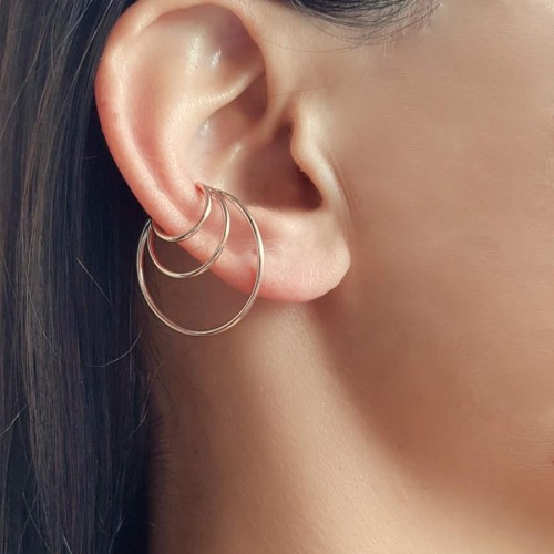 Strained 3-Ring Rosegold Silver Women's Cartilage Earrings - CNG Jewels
