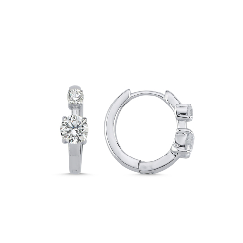 Süzme İki Taşlı Küçük Gümüş Halka Küpe - CNG Jewels