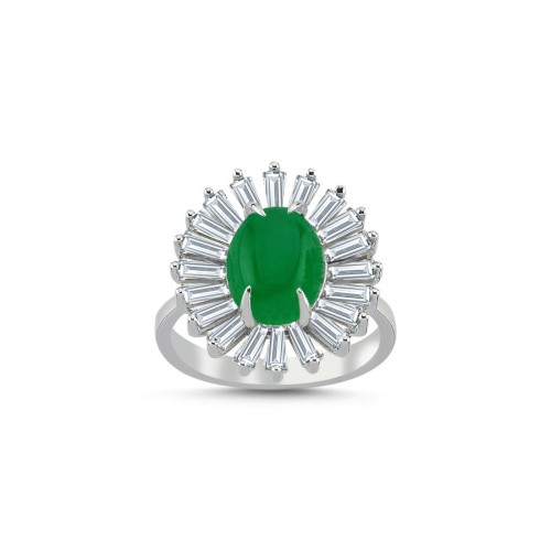Designed Ceyt Stone Daisy Women's Silver Ring - CNG Jewels