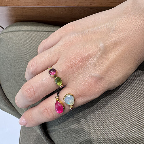 Tasarım Granat Peridot Kadın Gümüş Yüzük - CNG Jewels (1)