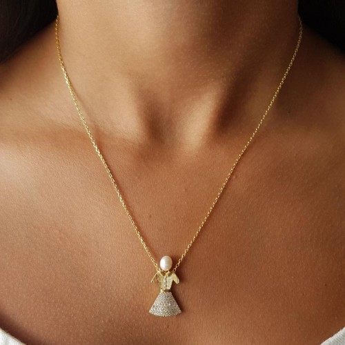Designed Girl's Real Pearl Women's Silver Necklace - CNG Jewels