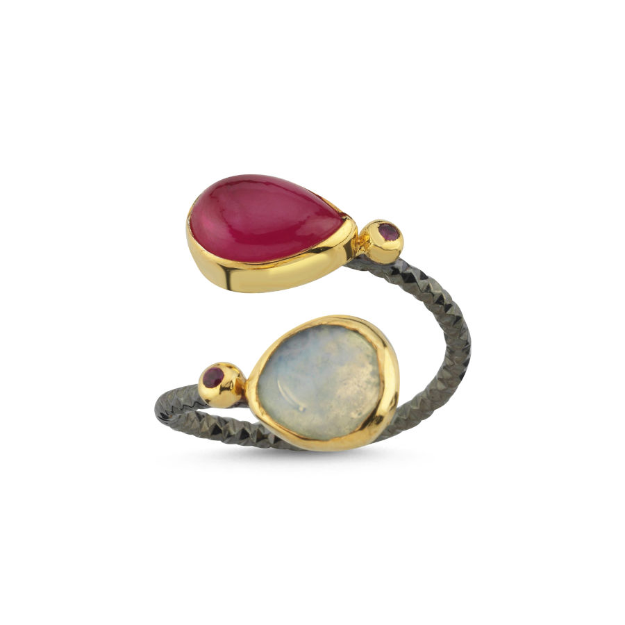 Design Ruby Opal Women's Silver Ring - CNG Jewels