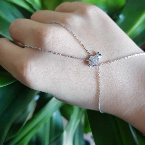 Stone Fish Silver Shahmaran Bracelet - CNG Jewels