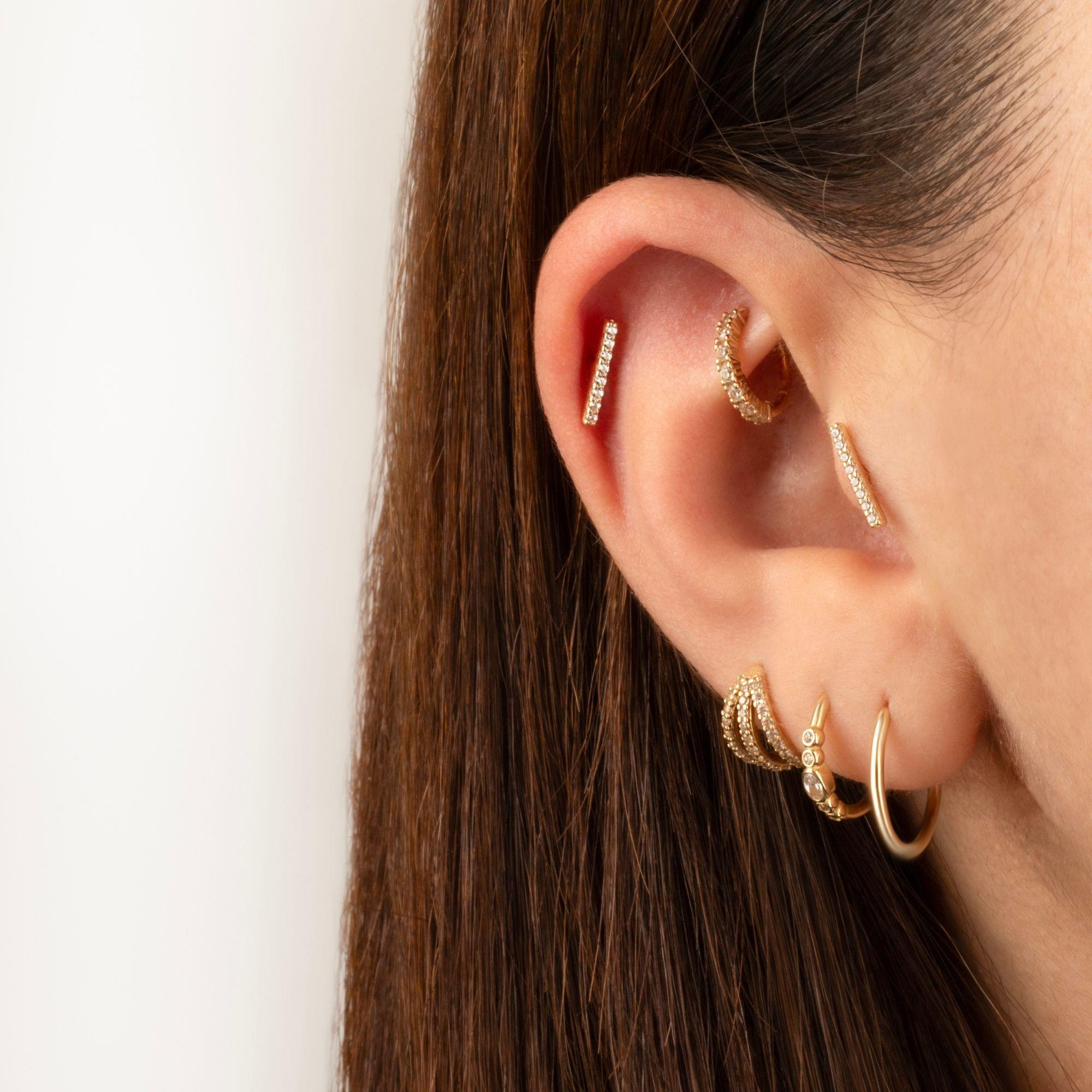 Taşlı Çubuk Altın Helix Piercing - CNG Jewels (1)