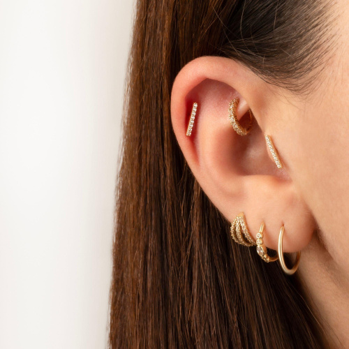 Taşlı Çubuk Altın Helix Piercing - CNG Jewels (1)