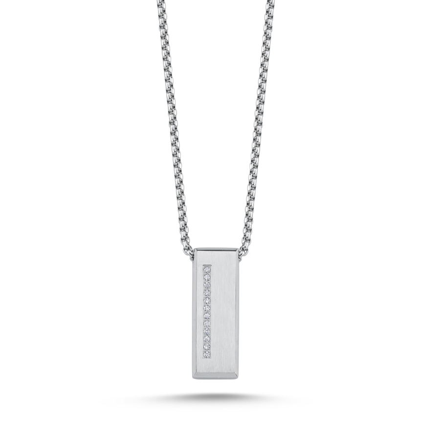 Taşlı Çubuk Çelik Erkek Kolye - CNG Jewels