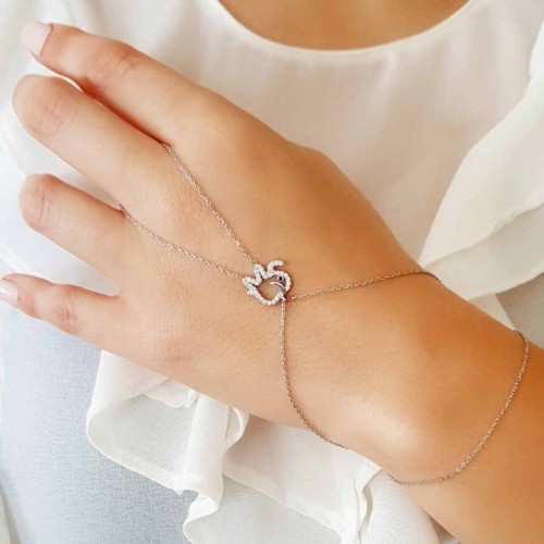 Taşlı Fil Gümüş Şahmeran Bileklik - CNG Jewels