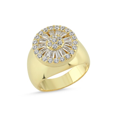Taşlı Gold Gümüş Şövalye Kadın Serçe Parmak Yüzüğü - CNG Jewels