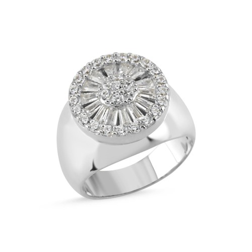 Stoned Silver Knight Women's Pinky Finger Ring - CNG Jewels