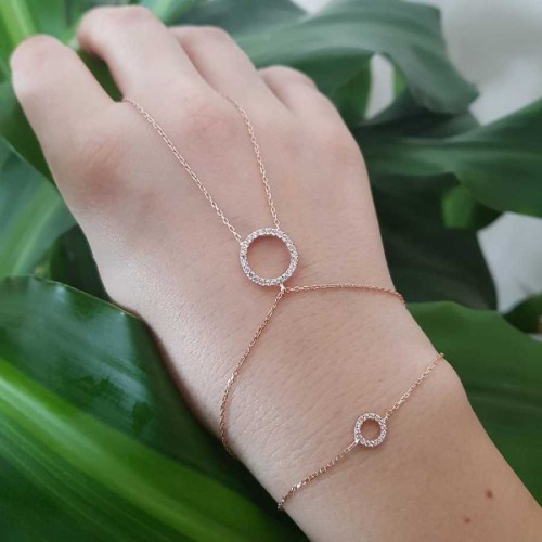 Taşlı İki Halkalı Gümüş Şahmeran Bileklik - CNG Jewels