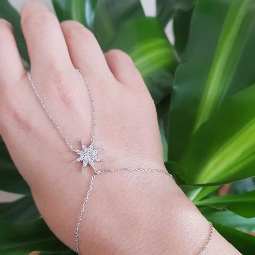 Taşlı Kutup Yıldızı Gümüş Şahmeran Bileklik - CNG Jewels