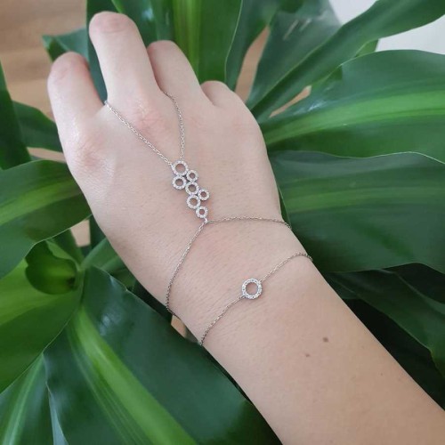 Taşlı Olimpiyat Halkaları Gümüş Şahmeran Bileklik - CNG Jewels