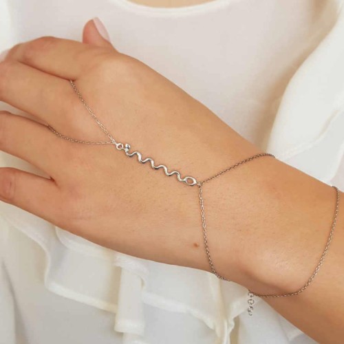 Taşsız Yılan Figürü Gümüş Şahmeran Bileklik - CNG Jewels