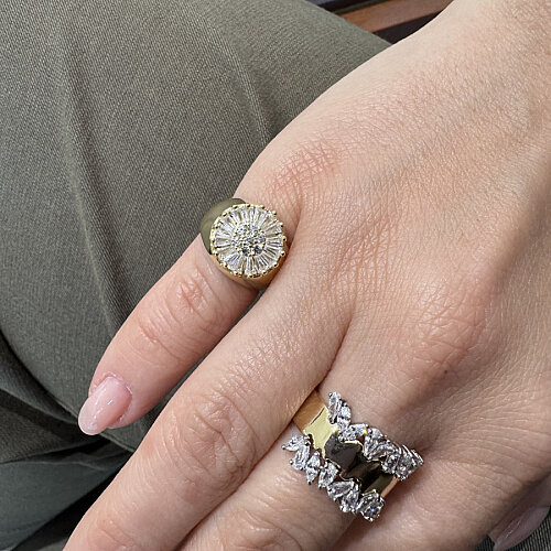 Trapez Gold Gümüş Kadın Taşlı Serçe Parmak Yüzüğü - CNG Jewels (1)