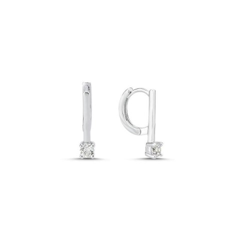 Trendy Minimal Hoop Solitaire Silver Women's Earrings - CNG Jewels