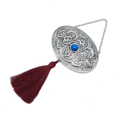 Turkuaz Taşlı Orta Boy Gümüş Duvar Aynası - CNG Jewels