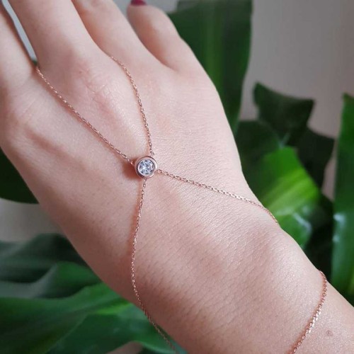 Round Single Stone Silver Shahmaran Bracelet - CNG Jewels