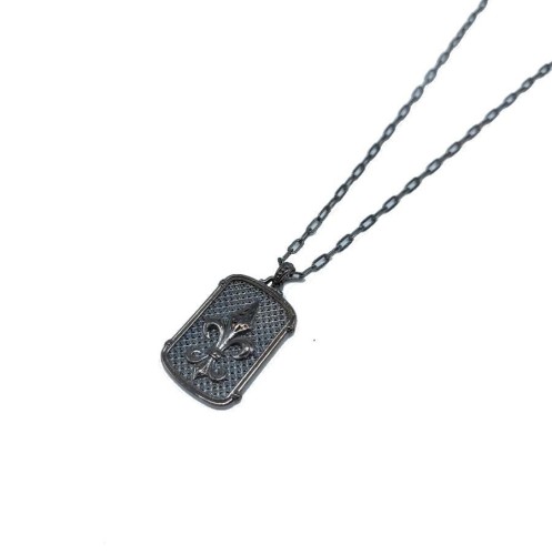 Zambak Çiçeği Desenli Plaka Uzun Zincirli Gümüş Erkek Kolyesi - CNG Jewels (1)