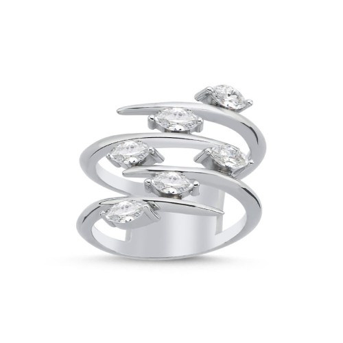 Zigzag Marquise Silver Women's Ring - CNG Jewels