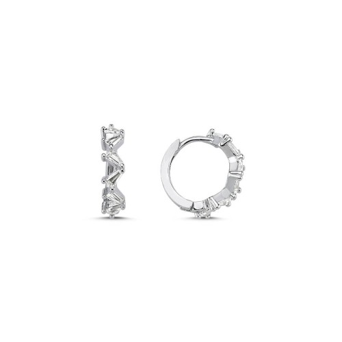 Zikzak Trapez Minimal Gümüş Halka Küpe - CNG Jewels