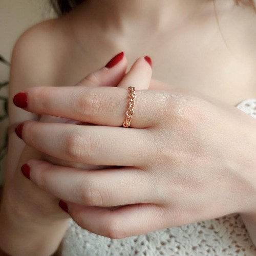 Chain Figured Rose Silver Women's Ring - CNG Jewels (1)
